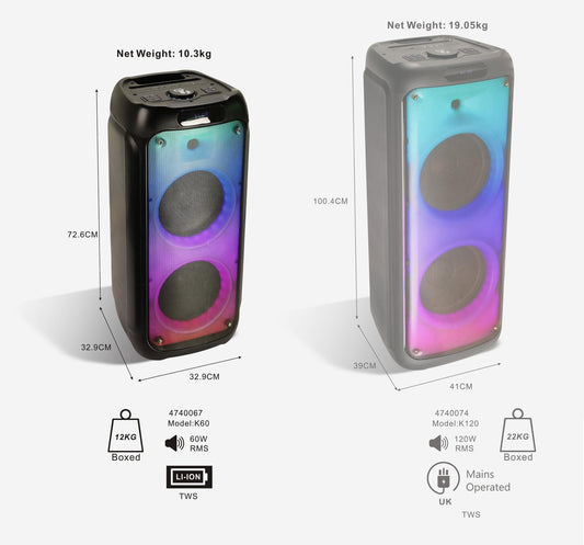 Acoustic Solutions K60 Bluetooth Party Speaker 60W (12Kg)