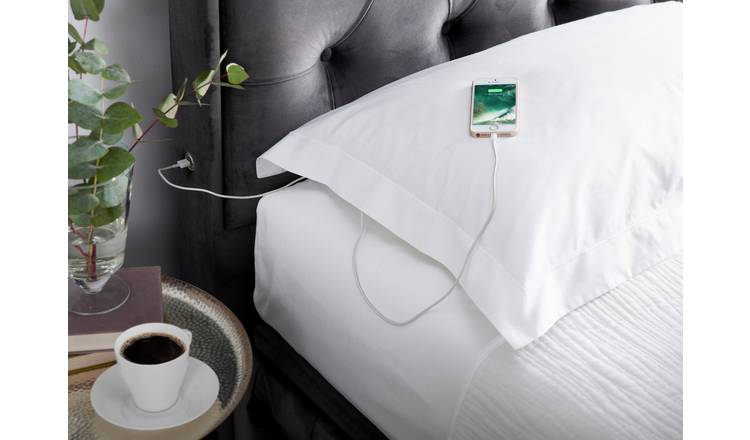 Smart TV Bed Lyon Double Velvet Ottoman TV Bed Frame - Grey