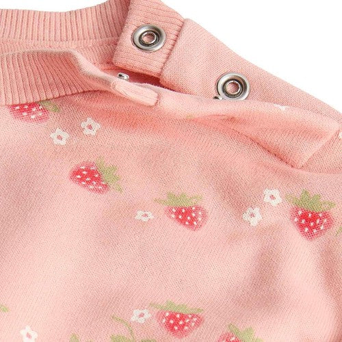 M&S Cotton Rich Strawberry Print Jersey Dress, 18-24 M, Pink