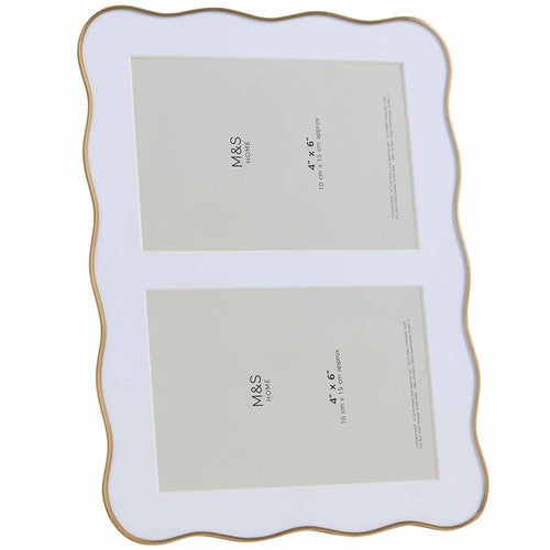 M&S Wiggle Double Photo Frame 4x6 inch, Gold