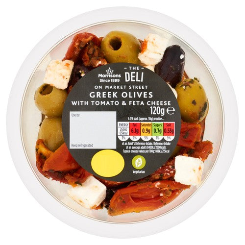 Morrisons The Deli on Market Street Greek Olives with Tomato & Feta 120g