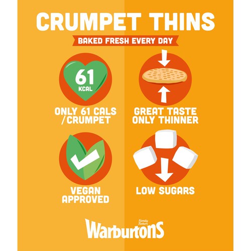 Warburtons 8 Crumpet Thins
