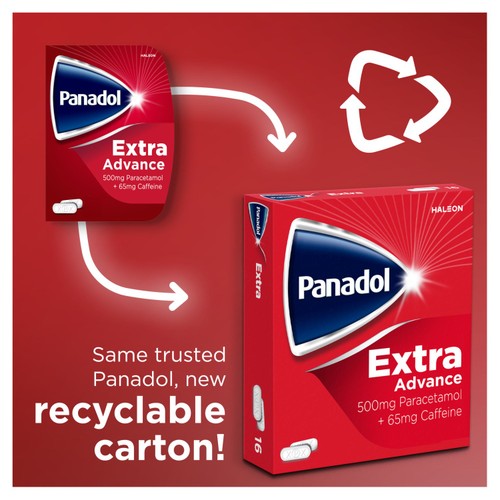 Panadol Extra Advance 500mg Paracetamol Caffeine Pain Relief Tablets