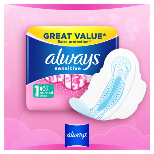 Always Sanitary Towels Sensitive Normal (Size 1) Wings