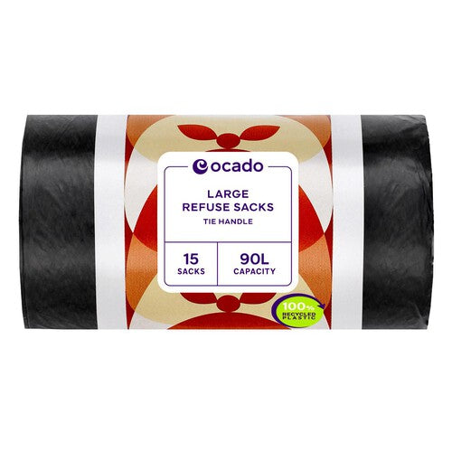 Ocado Large Black Tie Handle Refuse Sacks