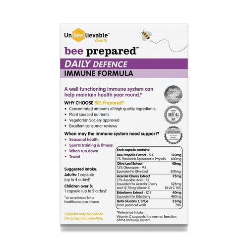 Unbeelievable Health Bee Prepared Daily Defence Immune Formula Capsules