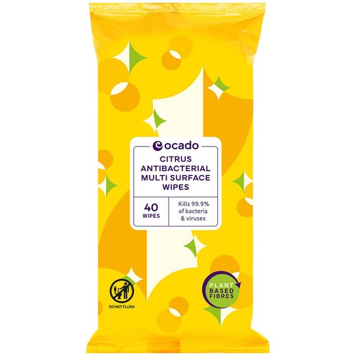 Ocado Antibacterial Multi Surface Citrus Wipes