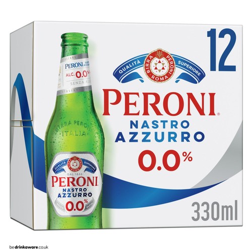 Peroni Nastro Azzurro 0% Alcohol-Free Beer Lager Bottles