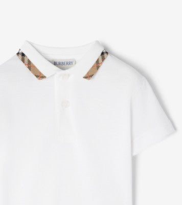 Check Collar Cotton Polo Shirt