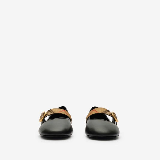 Check Strap Leather Robin Ballerinas