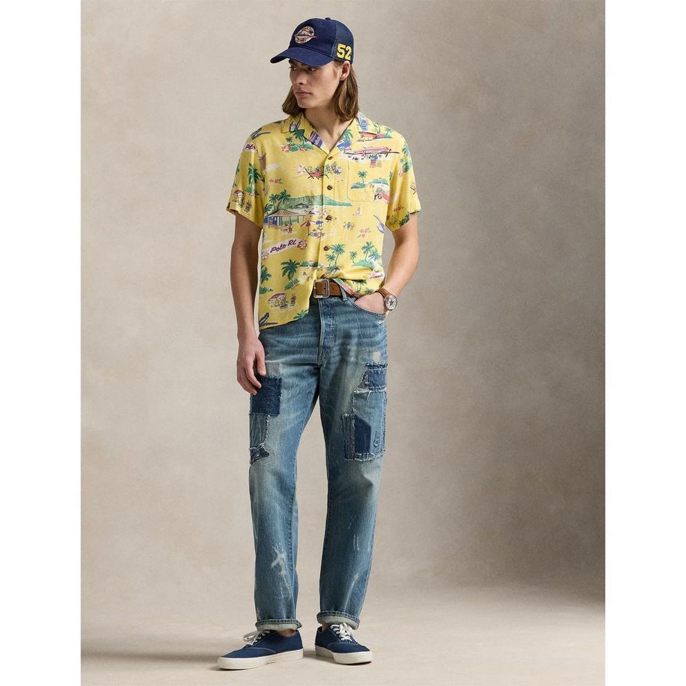 Polo Ralph Lauren Men's Rayon Bear Short-Sleeve Patterned Shirt