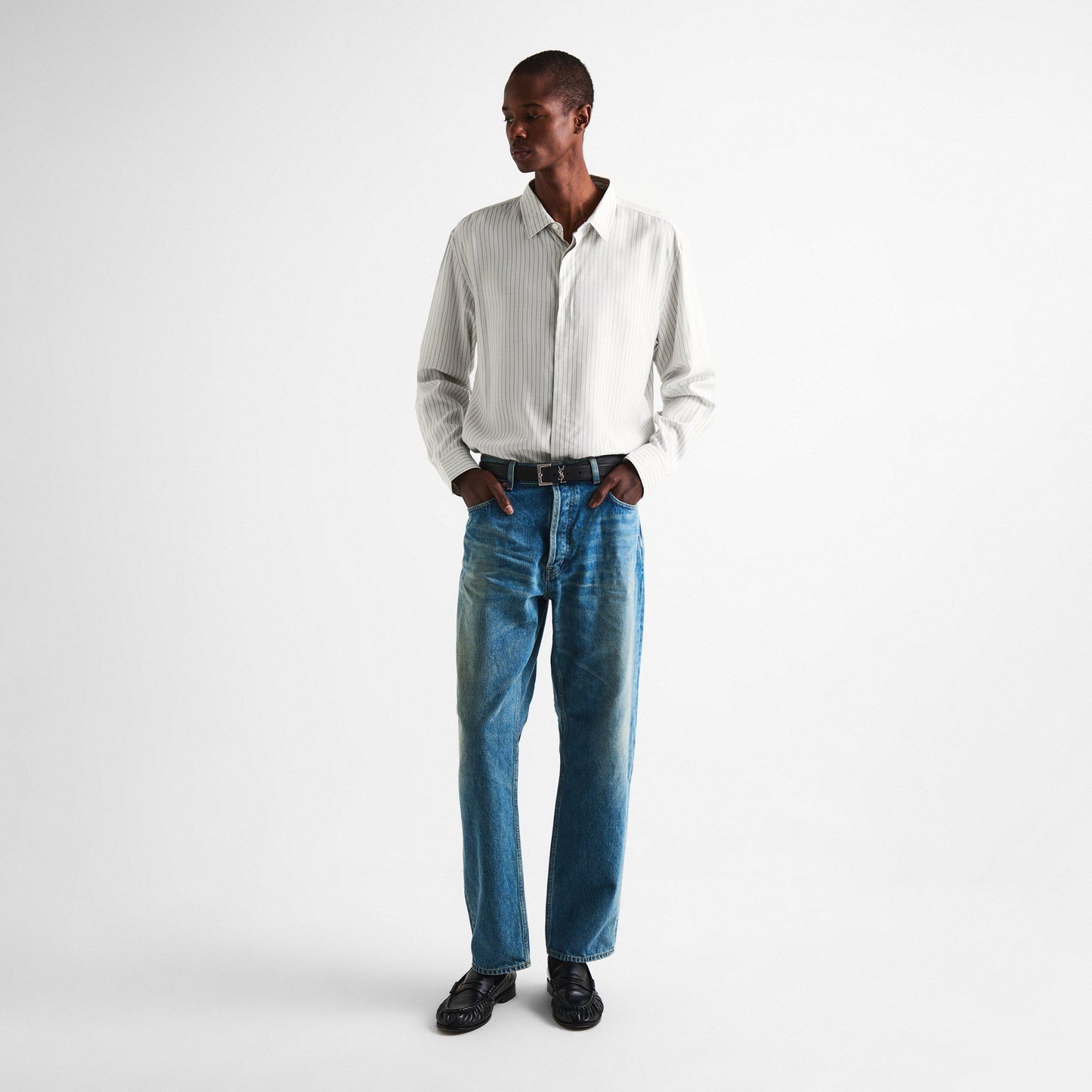 Saint Laurent Men's Cass Long Sleeve Patterned Shirt