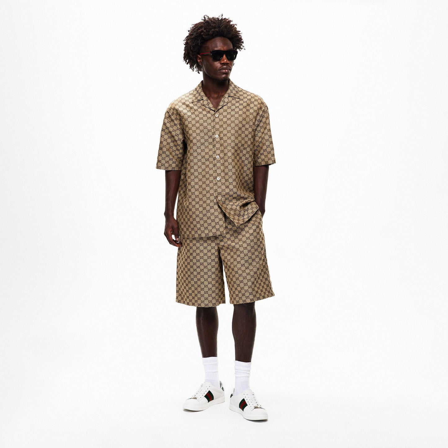 Gucci Men's GG Linen Short Sleeve Patterned Shirt