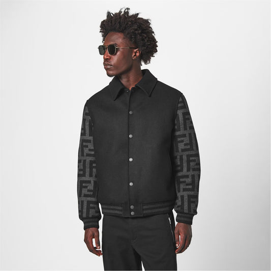FENDI Men's Felt Blouson Wool Long Sleeve Coach Jacket