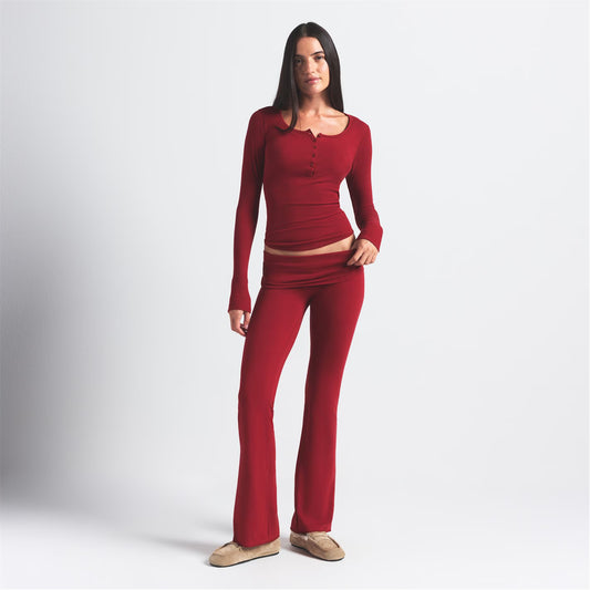 Womens Cotton Jersey Foldover Pant