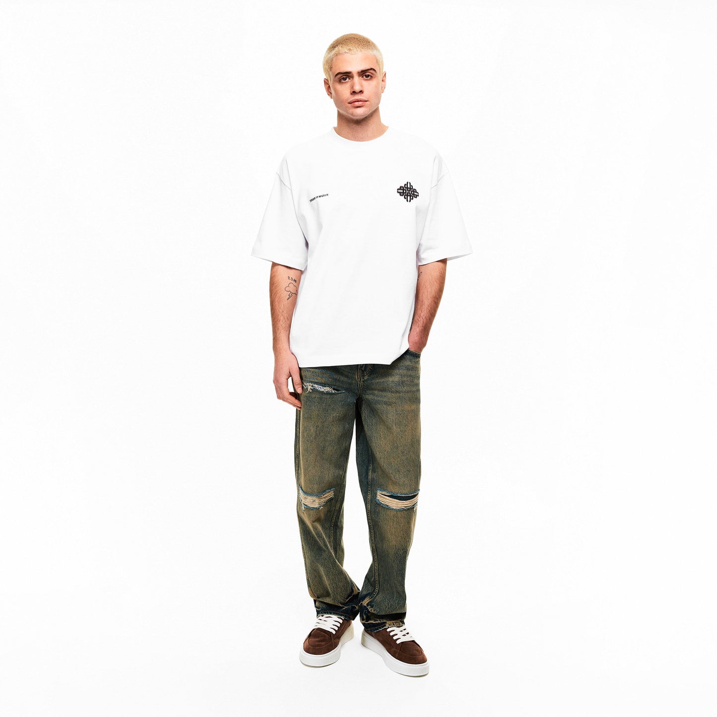 The Couture Club Men's Blurred Oversized Fit Oversized T-Shirt