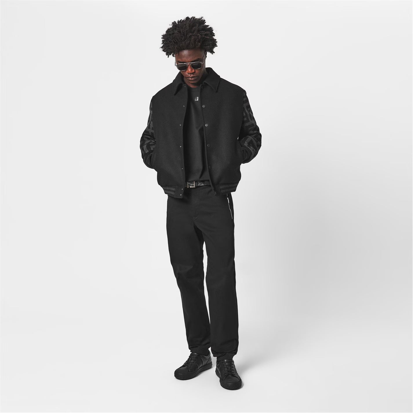 FENDI Men's Felt Blouson Wool Long Sleeve Coach Jacket