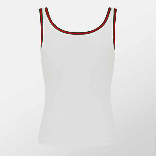 GUCCI Web Detailing Cotton Rib Tank Top