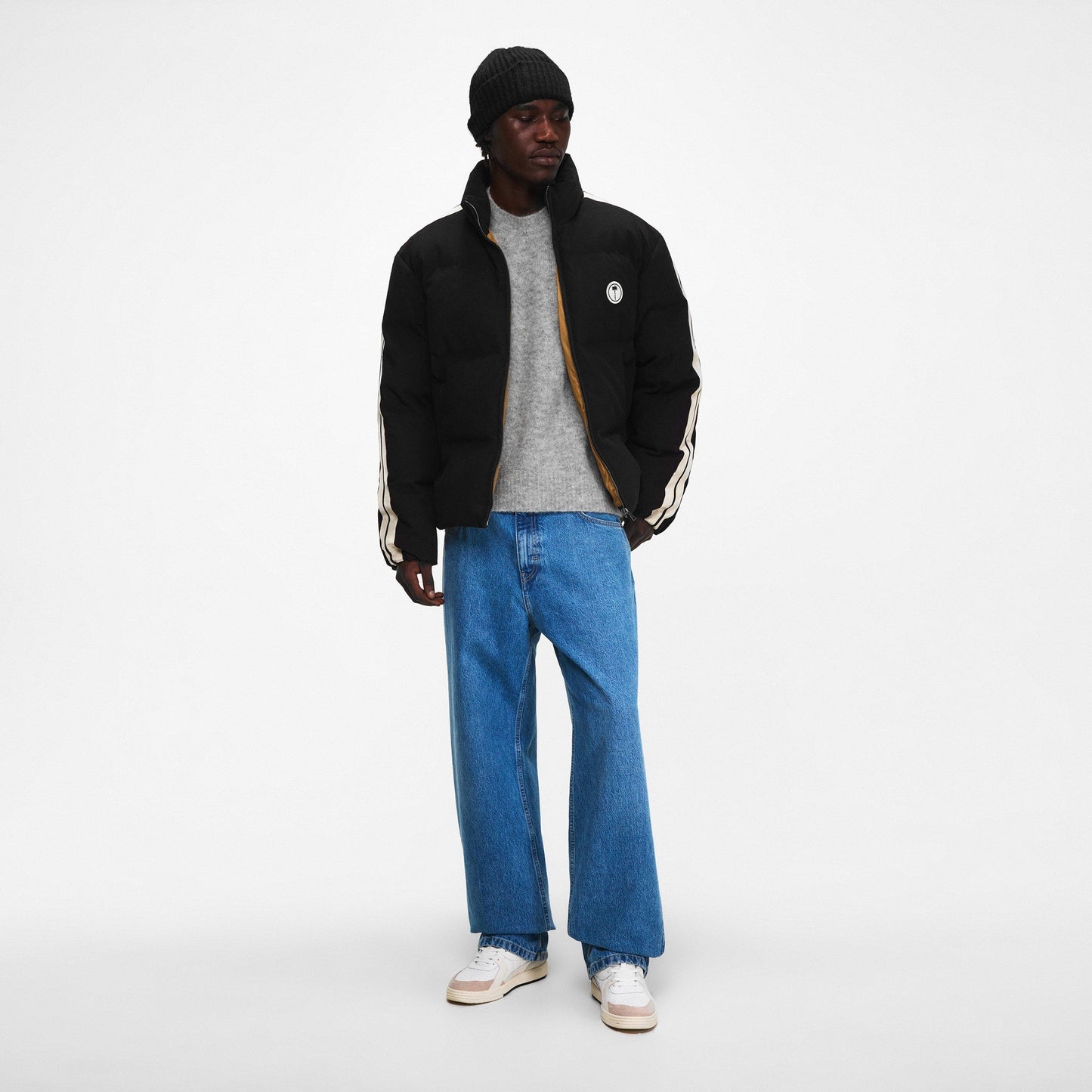 Palm Angels Men's Tree Logo Corduroy Down Short Puffer Jacket