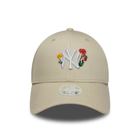 New York Yankees Womens MLB Floral Light Beige 9FORTY Cap