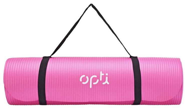 Opti 12mm NBR Yoga Exercise Mat with Carry Strap - Pink