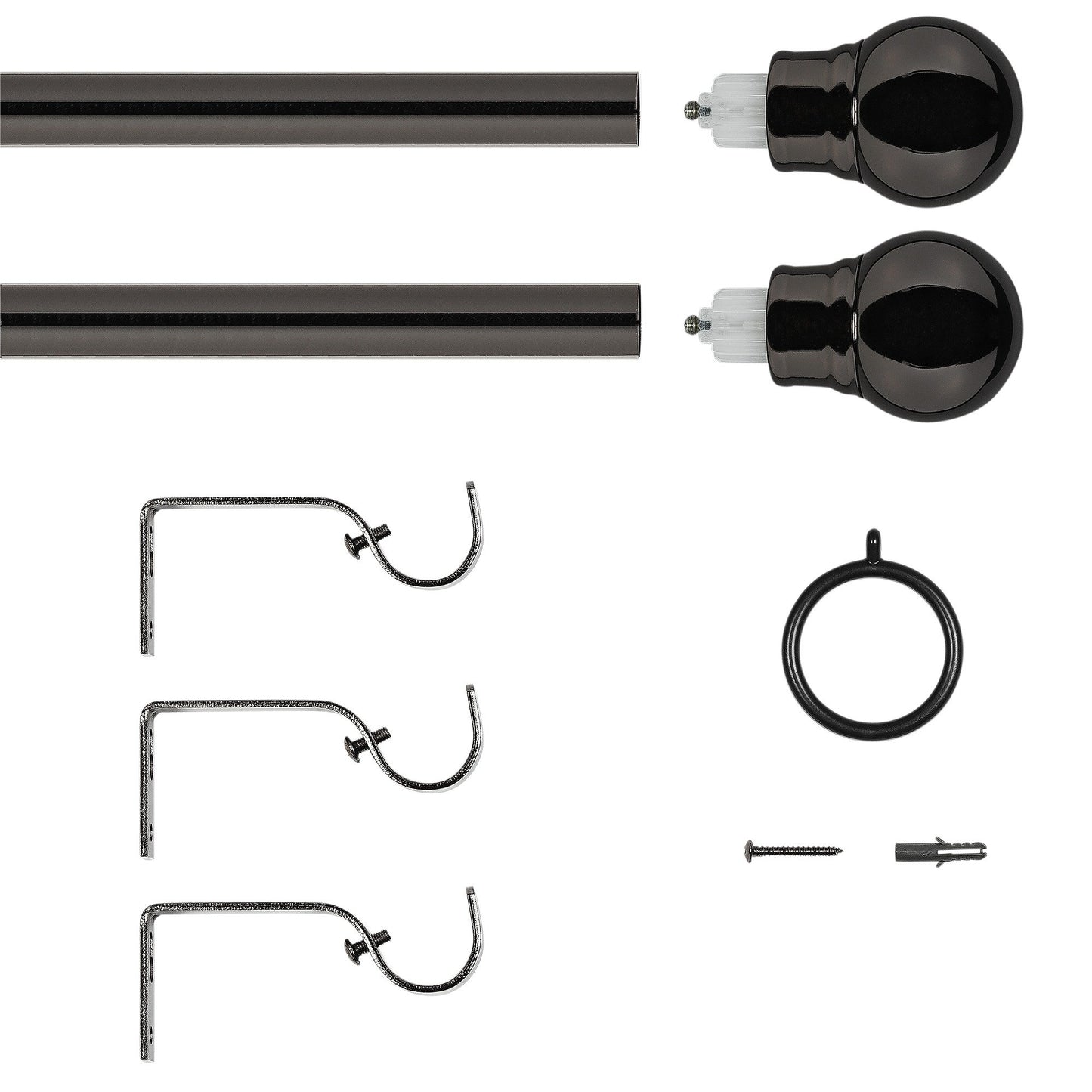 Argos Home Black Extendable Curtain Pole - 110cm - 300cm