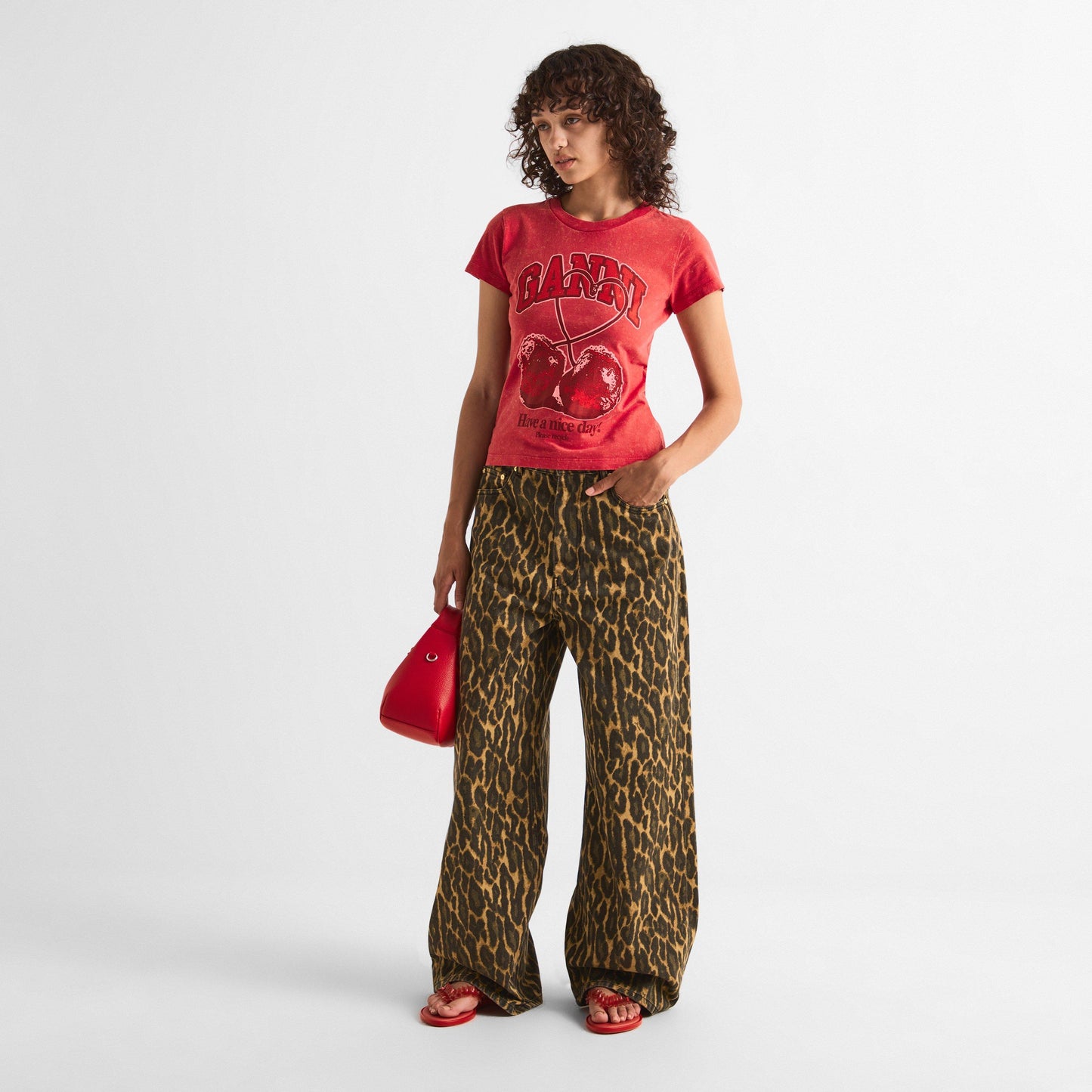 Ganni Women's Baby Fit Cherry T-Shirt