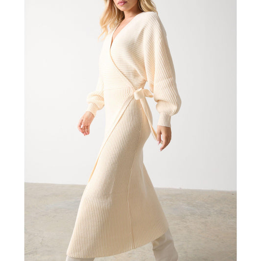 Women's P. Aidan Wrap Knitted Jumper Dress