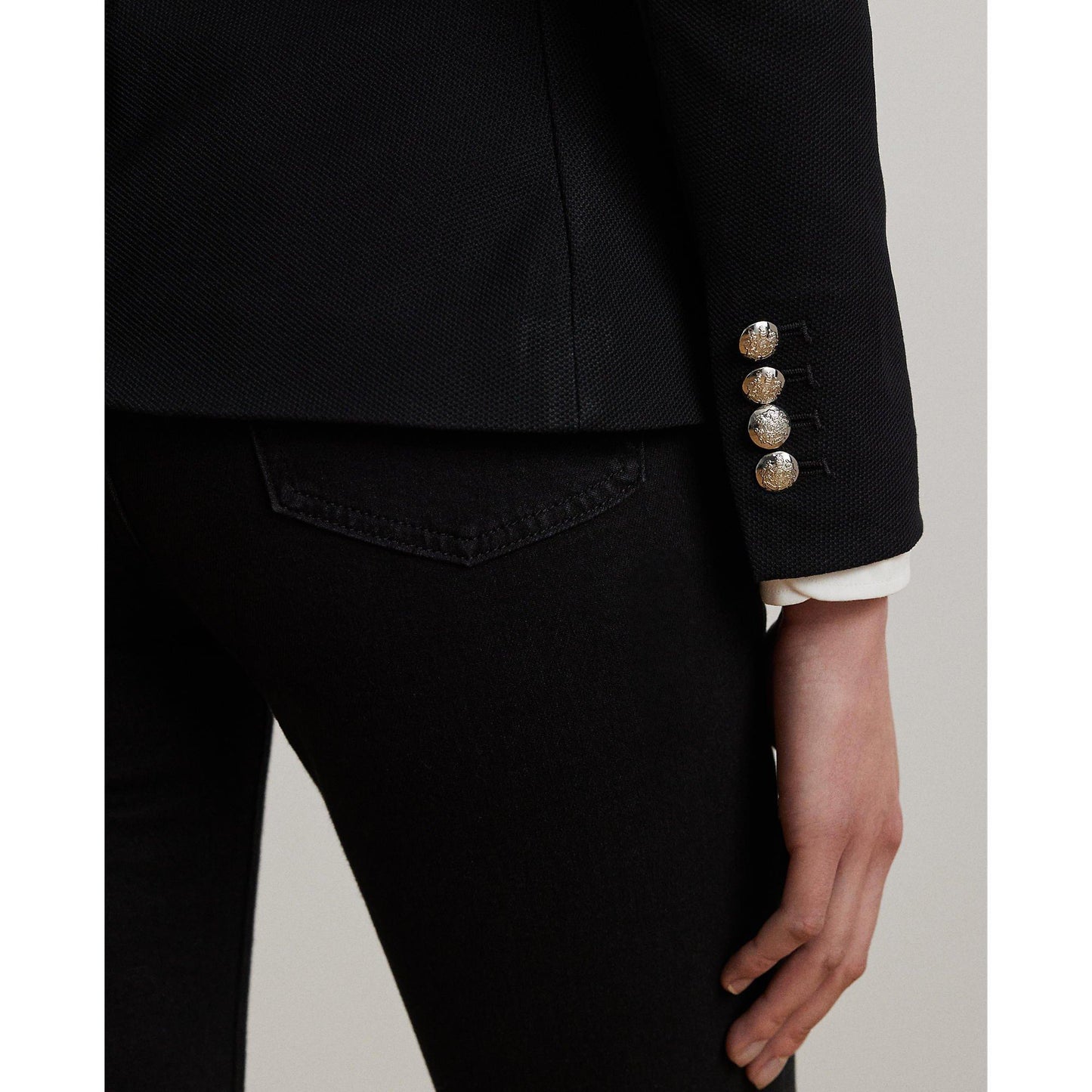 Lauren by Ralph Lauren Women's Anfisa Cotton Long Sleeve Monogram Blazer