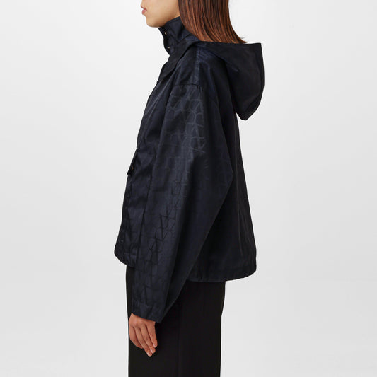 Valentino Women's Jacquard Hooded Long Sleeve Rain Anorak