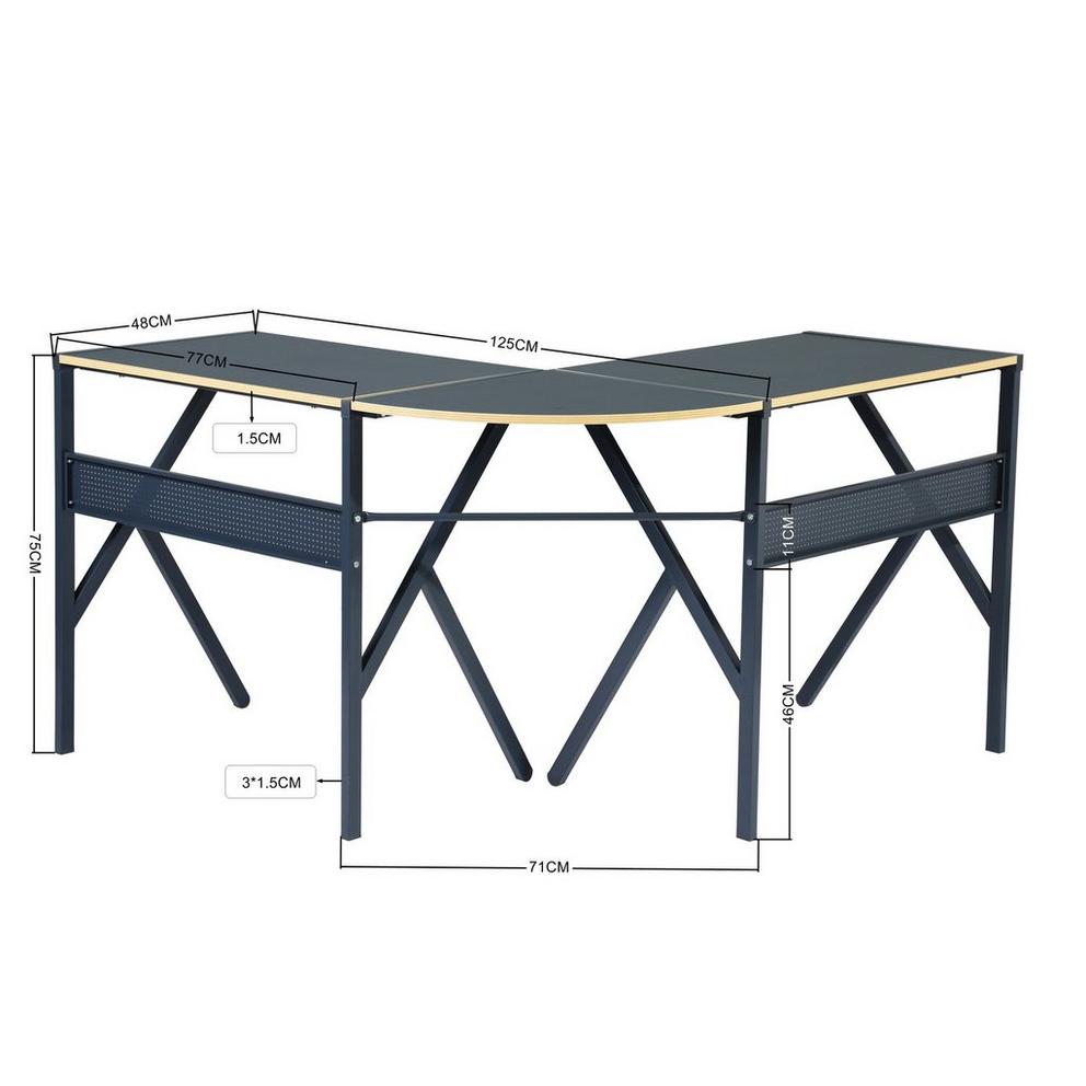 FurnitureR ALISSON Black L-shaped Desk