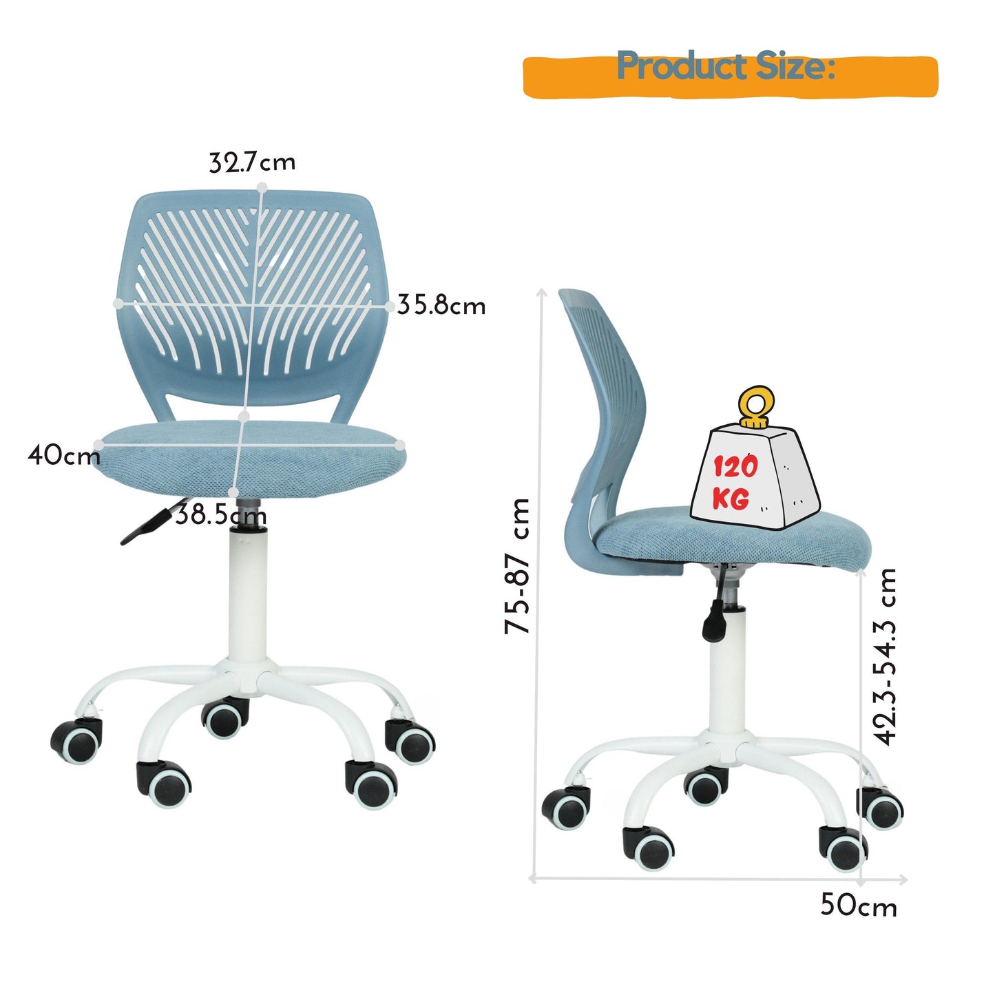 Urban Meuble Kids Swivel Desk Chair – Adjustable Height