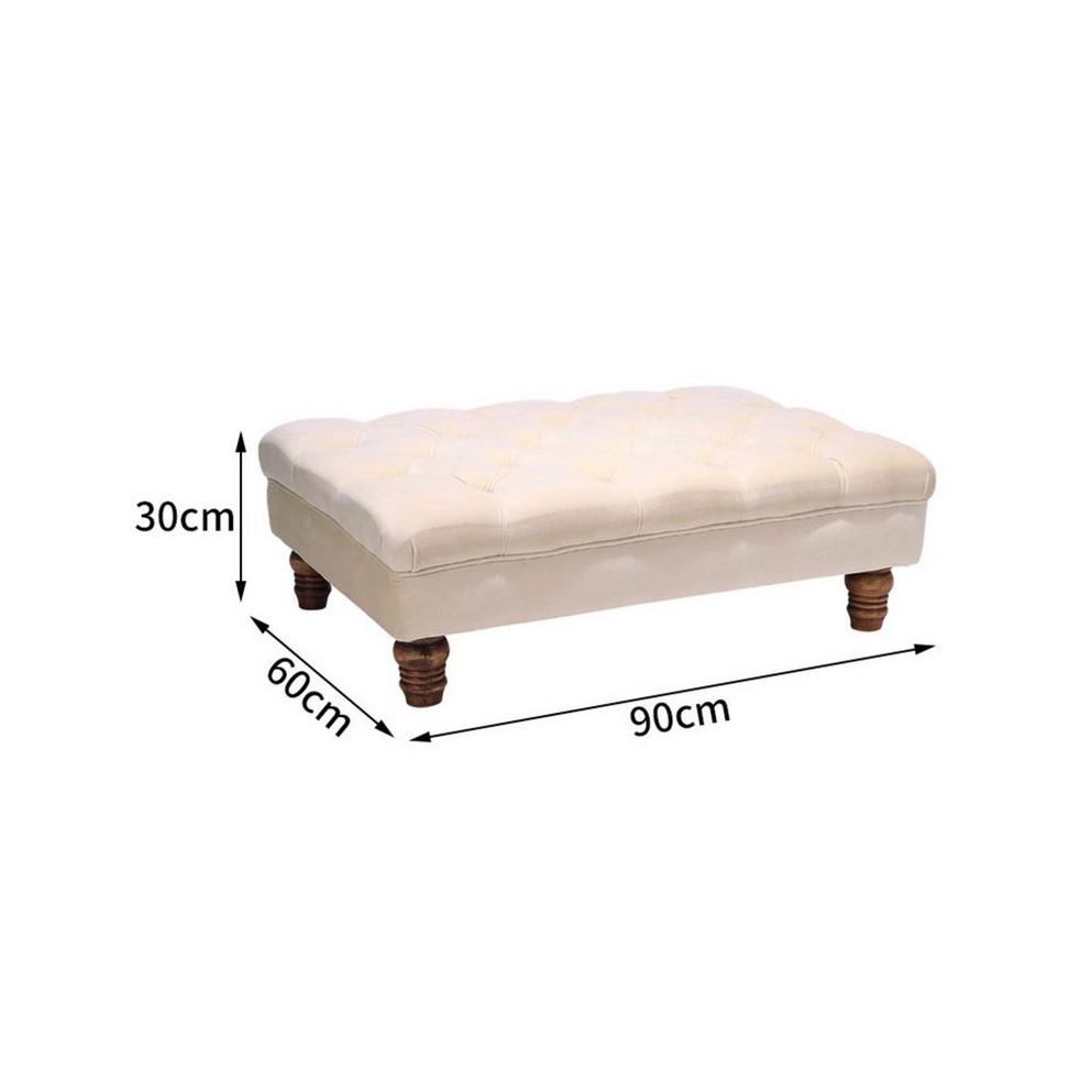 Kabinet UK Velvet Rectangular Ottoman Footstoo Beige