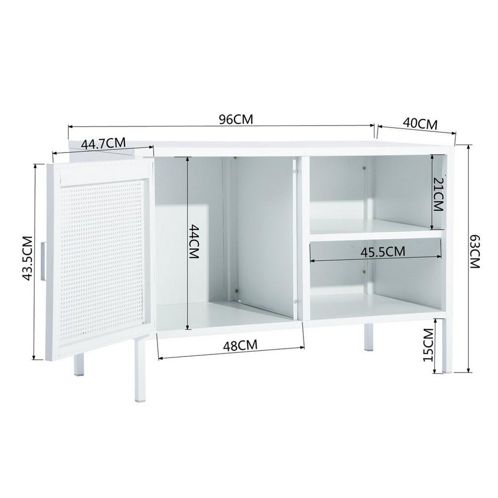 Storage Cabinet with Shelves and Perforated Door White 96.5 x 40 x 64.5 cm