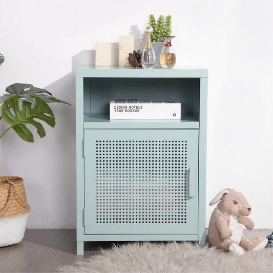 Metal Storage Cabinet with Perforated Door and Open Shelf 39 x 35 x 56 cm