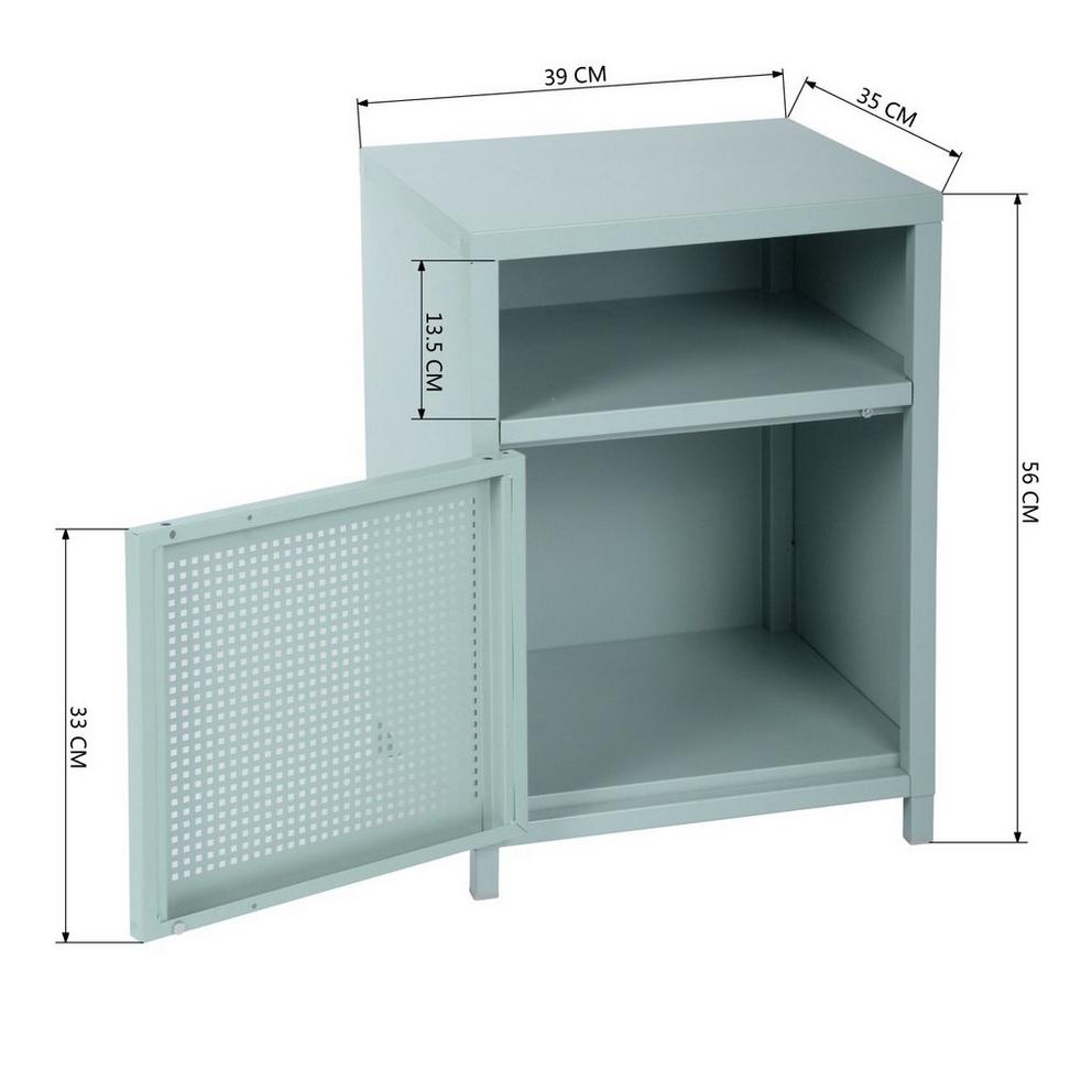 Metal Storage Cabinet with Perforated Door and Open Shelf 39 x 35 x 56 cm