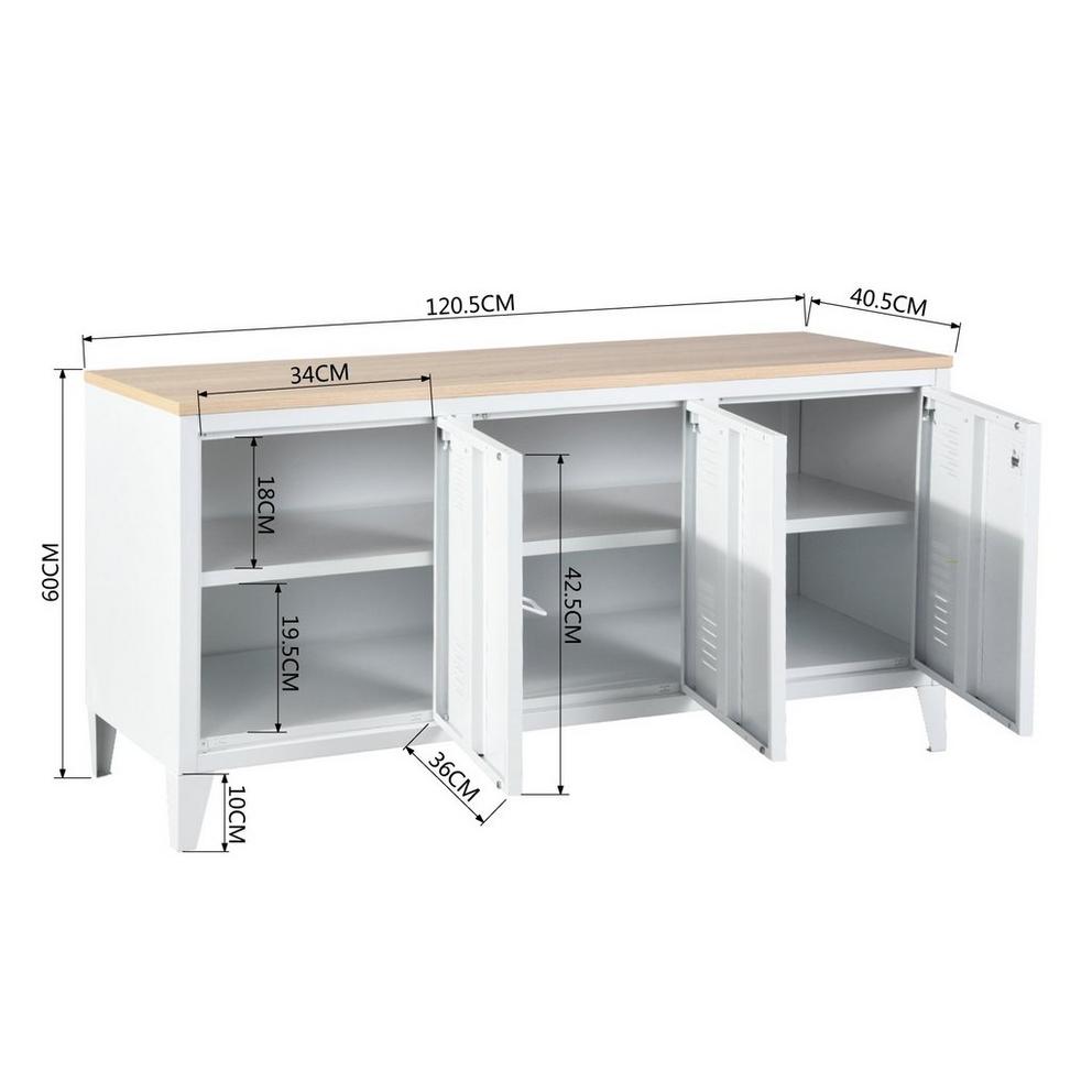 Sideboard Cabinet with 3 Doors and Wood-Look Top 120.5 x 40.5 x 60 cm