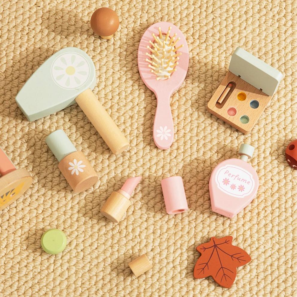 Wooden Vanity Table with Stool