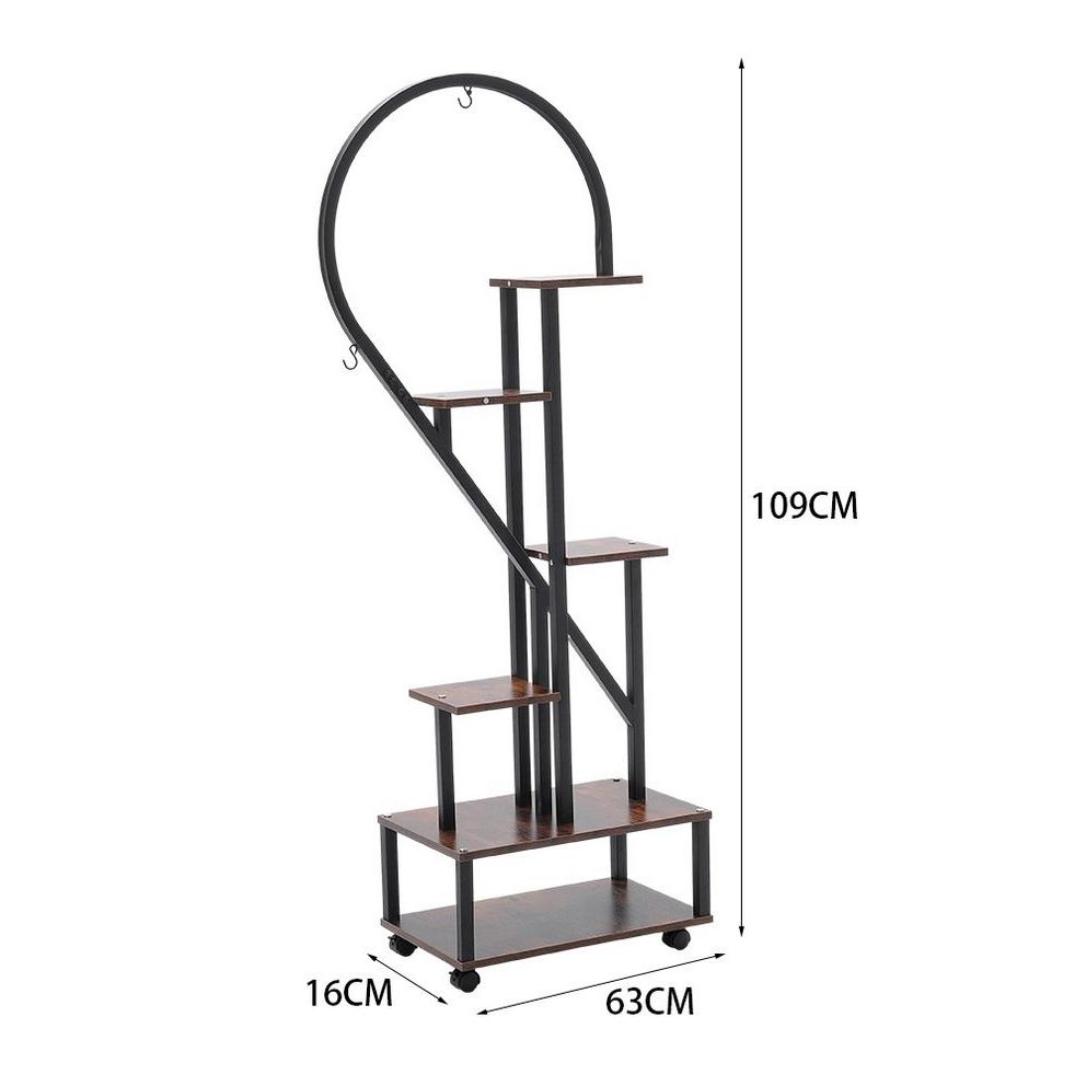 LIFE IDEAS 2x Half-Heart Tiered Plant Stand Brown