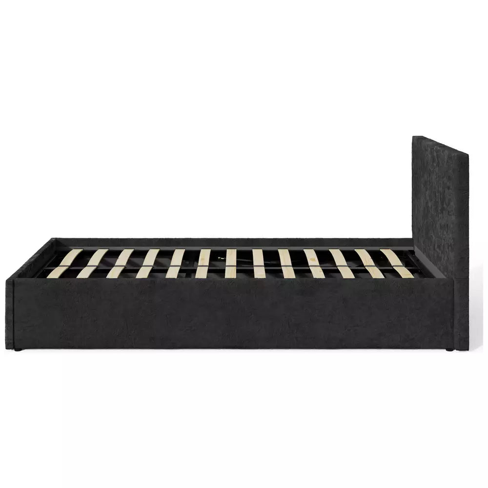 GFW End Lift Single Velvet End Lift Ottoman Bed - Black