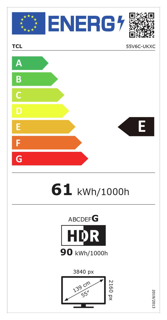 TCL 55 Inch 55V6C-UK Smart 4K UHD HDR LED TV