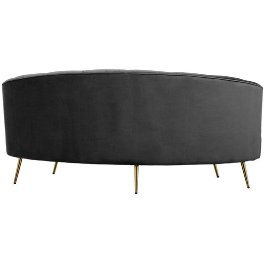 Hasna Three Seat Black Velvet Sofa