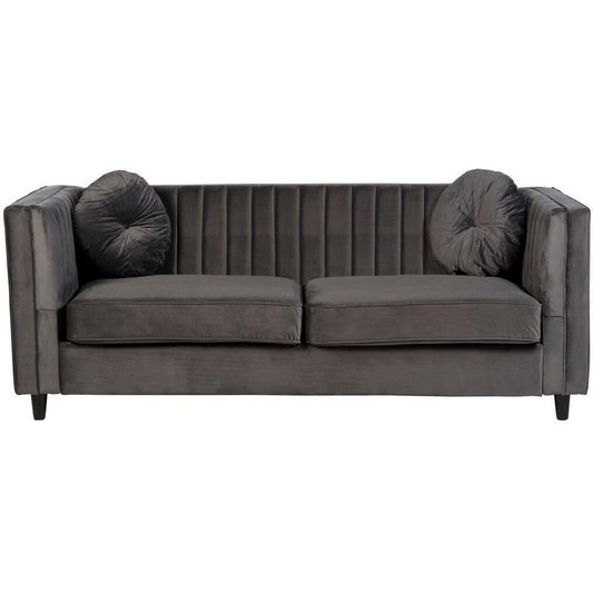 Farah Three Seat Grey Velvet Sofa