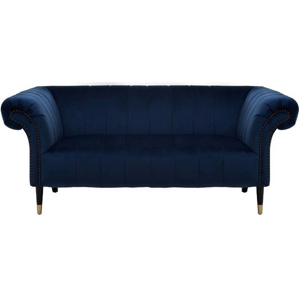 Siena Two Seat Midnight Blue Velvet Sofa