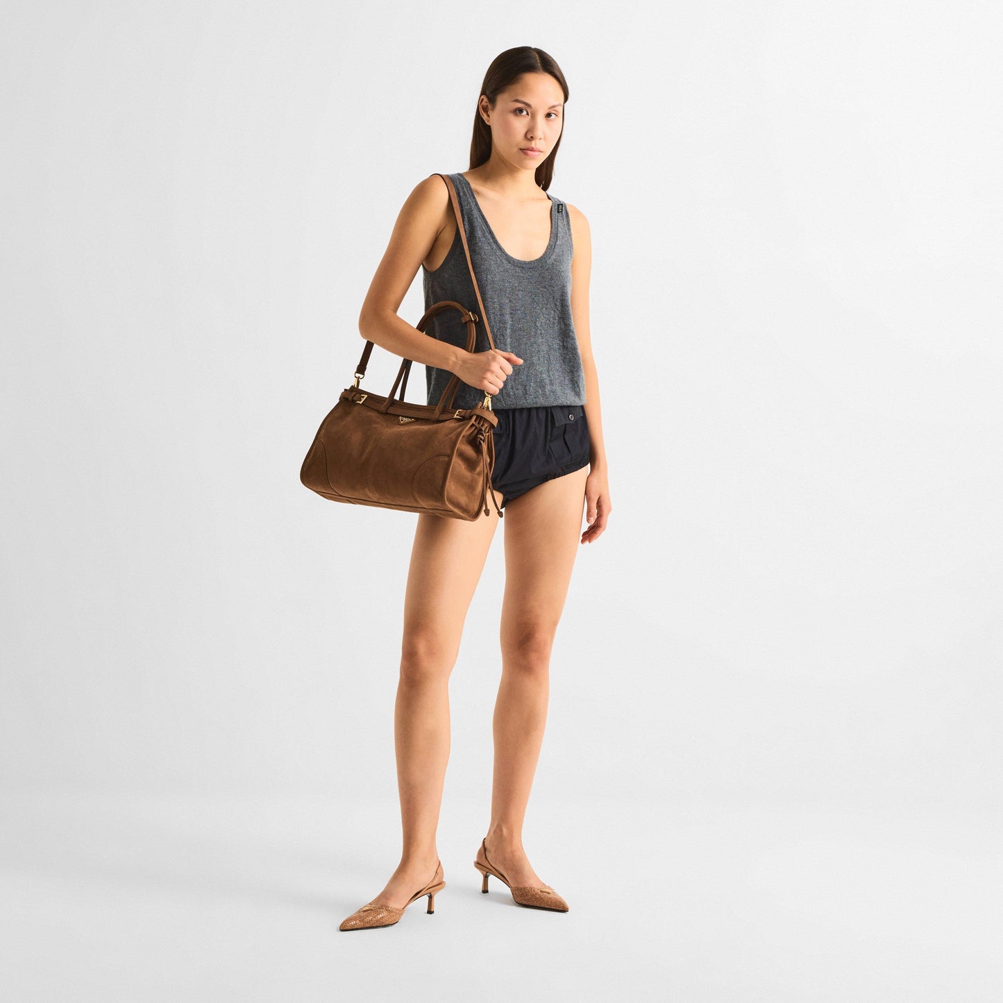 Prada Bonnie Large Suede Handbag