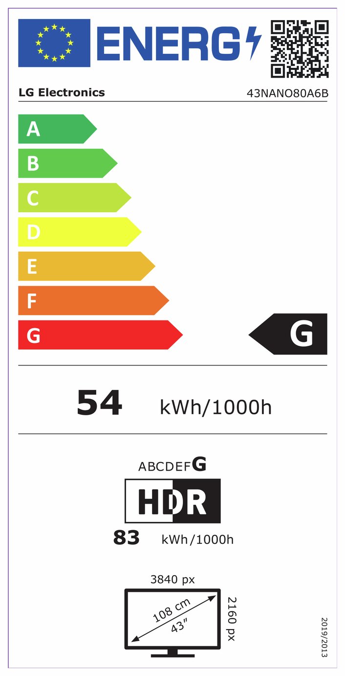 LG 43 Inch 43NANO80A6B Smart 4K UHD HDR NanoCell TV