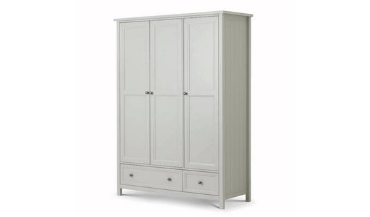 Julian Bowen Maine 3 Door 2 Drawer Wardrobe - Dove Grey