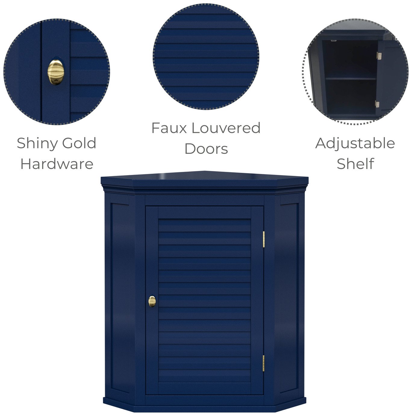 Teamson Home Glancy Corner Wall Cabinet - Navy Blue