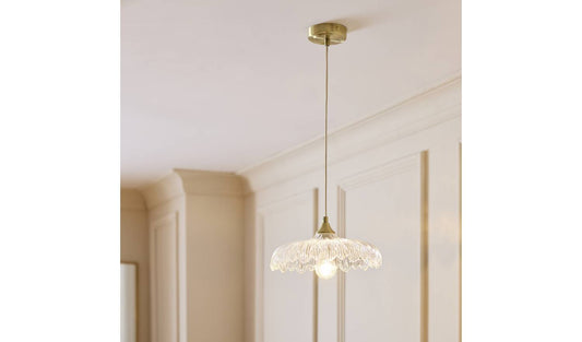 Habitat Petal Glass Pendant Ceiling Light - Brushed Brass