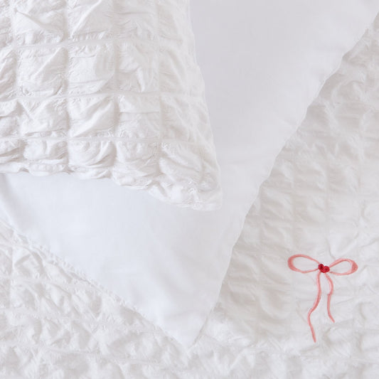 Argos Home Emb Bows White Bedding Set - Single